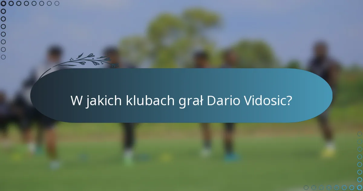 W jakich klubach grał Dario Vidosic?